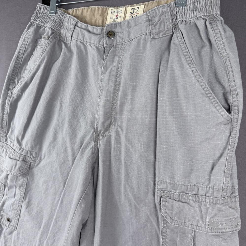 RedHead Brand Co. Men's Gray Ripstop Cotton Cargo Pants 32" Waist Straight Fit